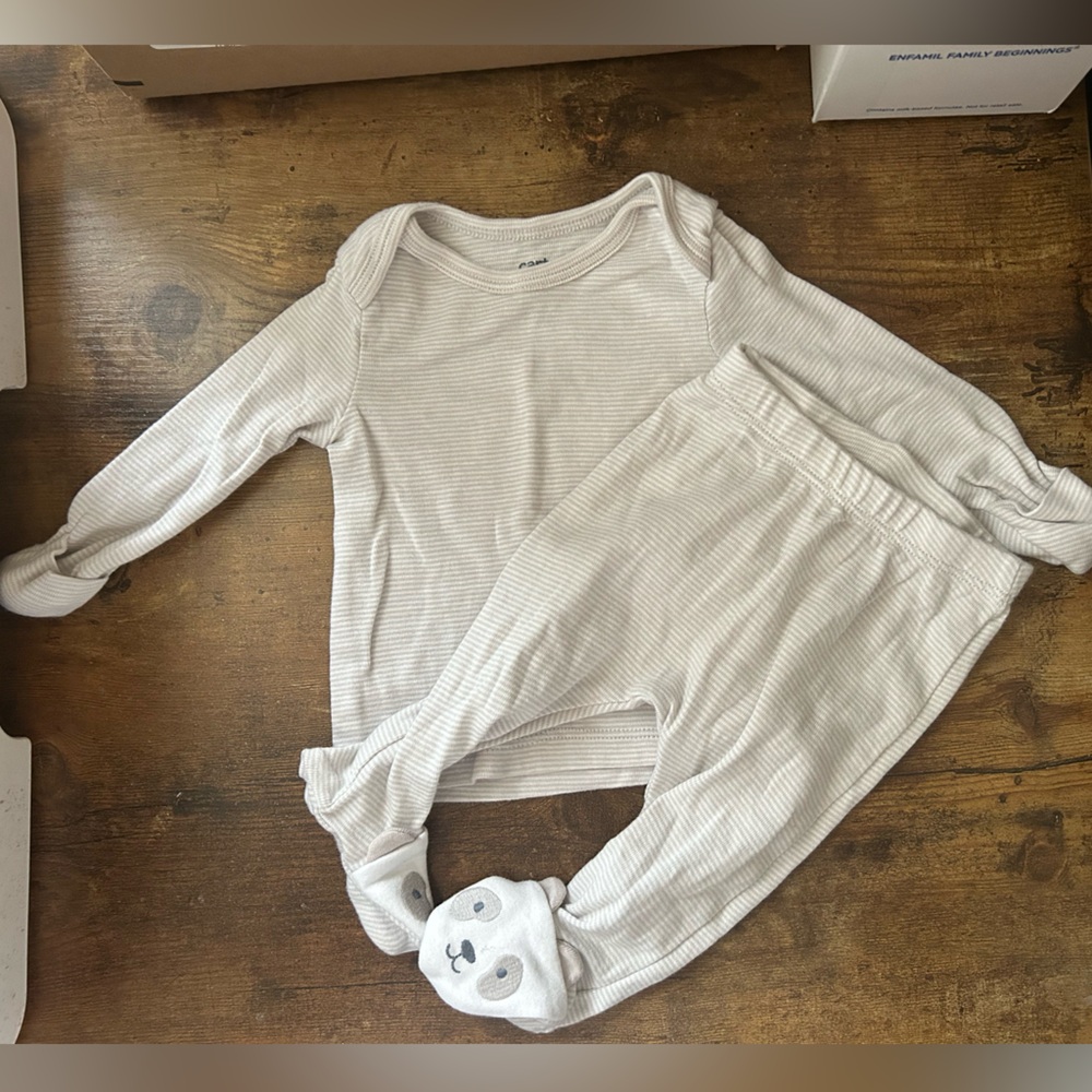 Carter's Cream Striped Footie Set
